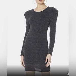 BCBGeneration Puff Sleeve Black Sparkle Sheath Dress